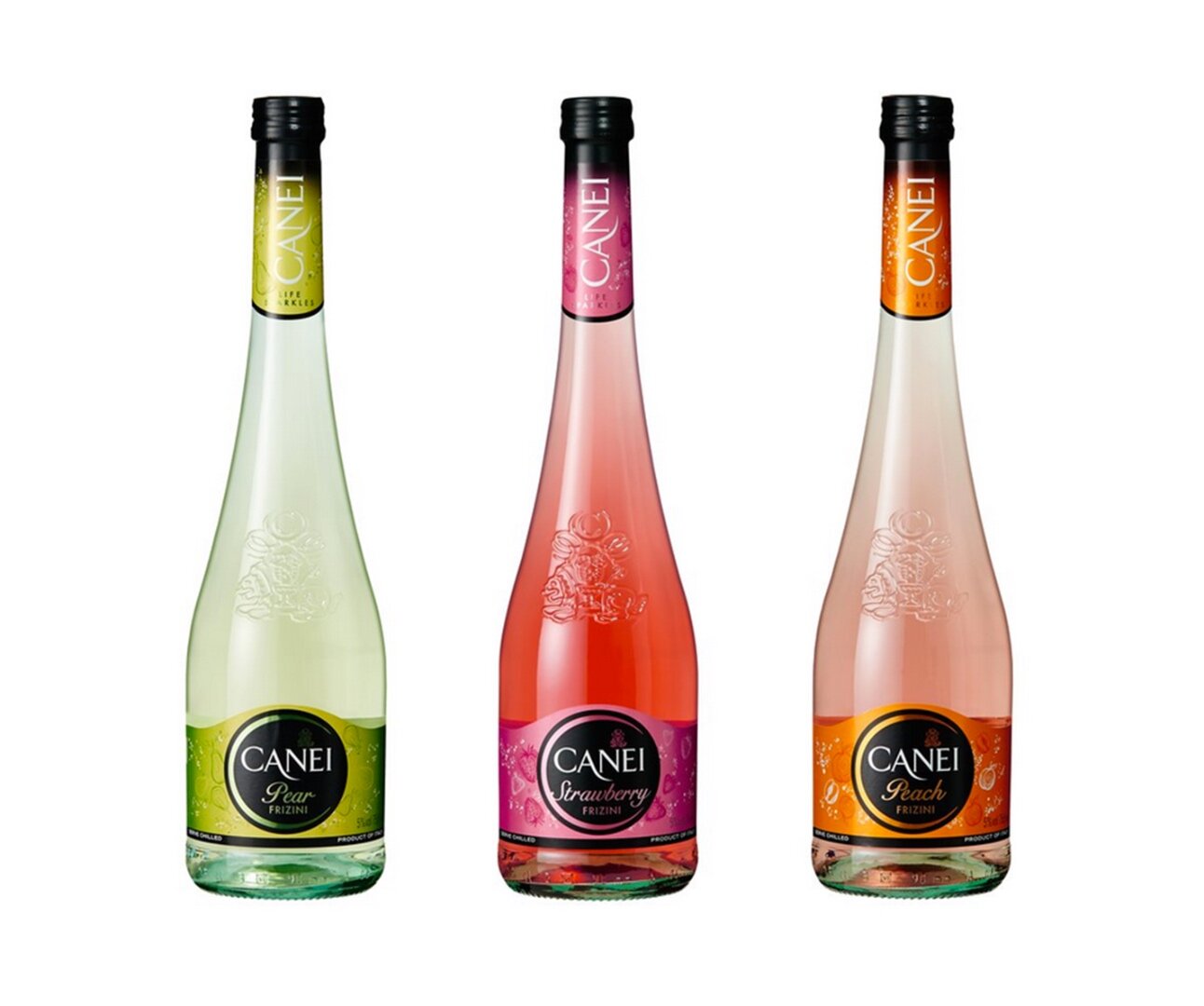 CANEI Frizini product photography, three bottles