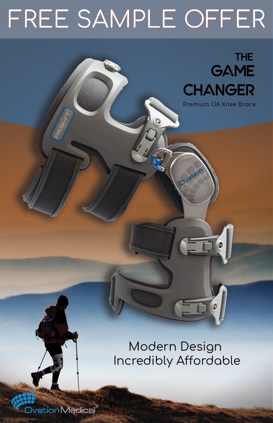 Ovation Medical direct mail cover for The Game Changer knee brace